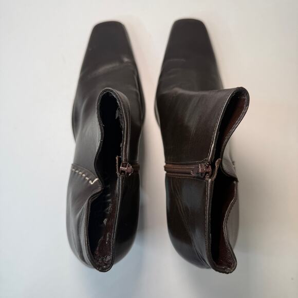Franco Sarto Women's Square Toe Leather Booties Dark Brown Size 8 - Picture 6 of 8